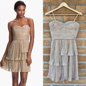 MAX & CLEO Rebecca' Ruched Metallic Dress 4